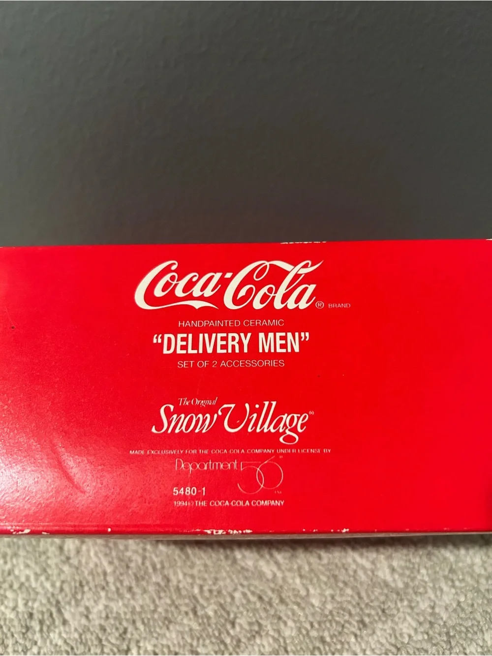 Vintage coca-cola set of two Snow Village delivery men in original packaging